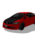 Red Sporty Honda Sedan With Black Hood Black Wheels And Rear Spoiler