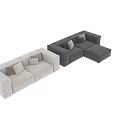 Stylish Sectional Sofa In Gray And Beige With Modular Design And Comfortable Cushions