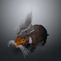 Unique Animal With Orange Head Long Whiskers And Fluffy Back Hair