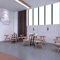 Elegant Modern Café Interior Featuring Round Bar Counter Comfortable Seating And Pendant Lights
