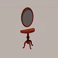 Classic Wooden Dressing Table With Oval Mirror And Carved Pedestal Base
