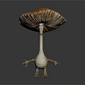 3D Cartoon Mushroom with Orange Cap White Stem and Playful Eyes Arms Legs