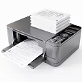 Modern Office Printer Printing Documents with Stacked Paper Sheets on Tray 3d model
