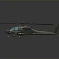 Military Helicopter With Rotor Blades Blue Cockpit And Weapon Systems