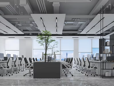 Industrial LOFT Public Office Area Office Staff Office Area 3d model