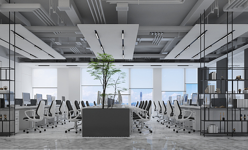 Industrial LOFT Public Office Area Office Staff Office Area 3d model