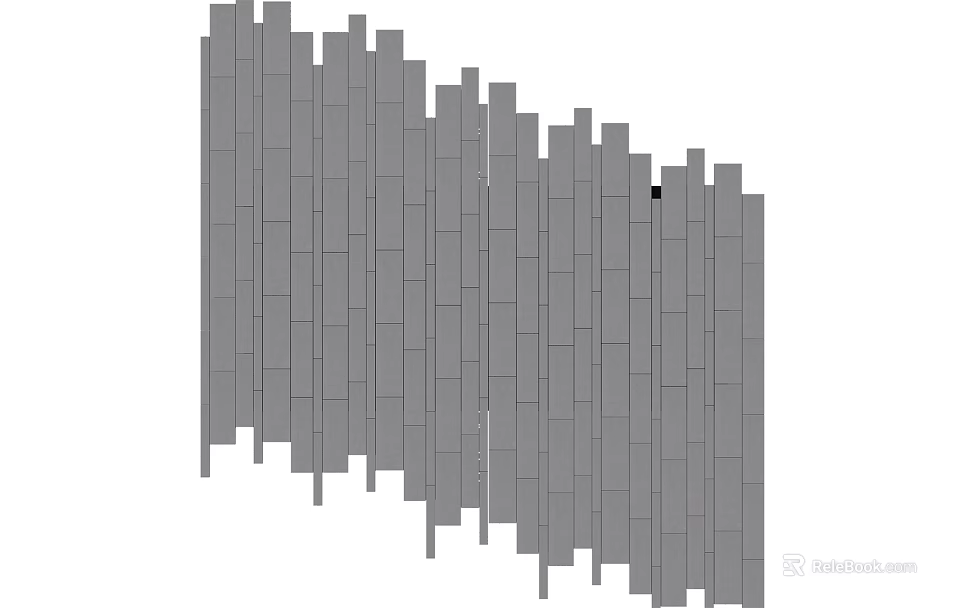 Gray Striped Wall Design with Vertical Panel Accents for Modern Interior Decor 3d model 