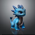 Cute Blue Dragon Character With Spiked Head Purple Belly Finned Tail And Large Round Eyes