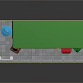 Cartoon Scene of Happy Post Office with Green Sign Red Mailbox and Sidewalk Elements