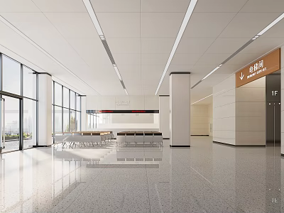 Hospital Outpatient Clinic Lobby With Bright Space And Waiting Area 3d model