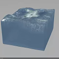 Blue Transparent Cube With Textured Ice Like Crystal Surface And Reflective Base 3d model