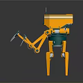 Orange Mechanical Robot Creature With Multi Legs And Articulated Arms 3d model