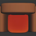 Orange And Brown Upholstered Armchair With Curved Backrest And Armrests Modern Furniture Design