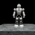 Intelligent Modern White Humanoid Robot Standing On Gray Platform With Black Background 3d model