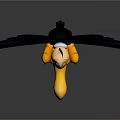 Cartoon Vulture 3D Model With Yellow Beak Black Wings And Yellow Claws White Neck