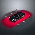 Black Sports Car Display On Red Carpet With Golden Stanchions And Ropes