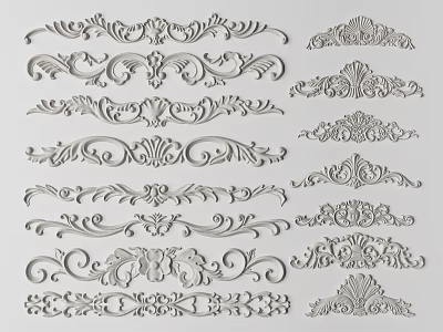 Various Decorative Carvings Featuring Intricate Floral Patterns And Ornate Classic Designs 3d model