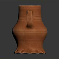 Hand Carved Orange Ceramic Pitcher With Handle And Claw Shaped Base