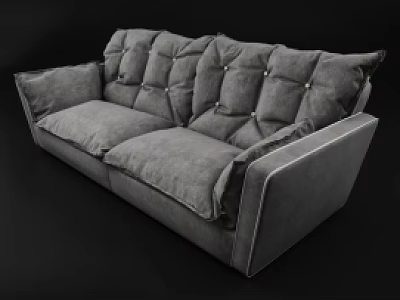Modern Two Seater Sofa with Tufted Design Velvet Material in Multiple Colors White Gray Teal 3d model