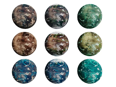 Decorative Ornament Set With Nine Colorful Textured Spheres For Home Decor 3d model