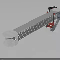Industrial Metal Frame Structure With White Cylindrical Bases Red Staircase And Lights
