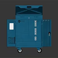 Blue Open Tool Cabinet On Wheels With Storage Drawers And Compartments 3d model