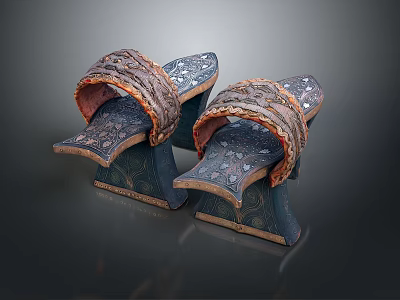 Clogs Wooden Shoes Wear Realistic 3d model