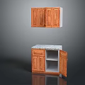 Modern Wooden Entryway And Side Cabinet Design With Granite Top Cabinet Doors And Open Shelf