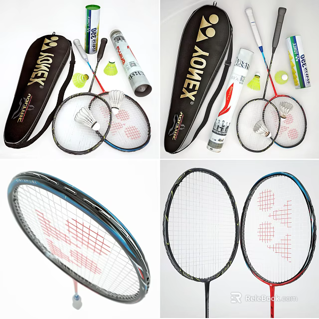 YONEX Badminton Sports Equipment With Rackets Shuttlecocks And Carrying Bags 3d model 