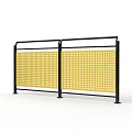 Modern Yellow Perforated Fence With Black Frame And Grid Pattern Design 3d model