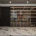 Modern Wine Cellar Interior With Glass Cabinets And Wine Racks