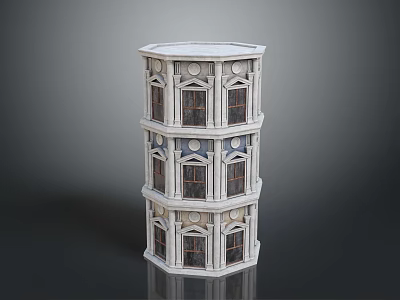 Detailed Classical Tower Architectural Model With Multiple Floors And Ornate Windows 3d model