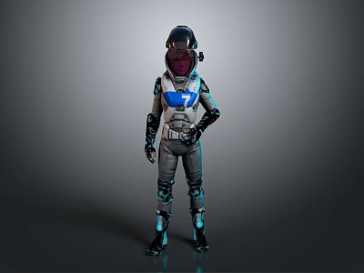 Futuristic Astronaut Spacesuit Design With Helmet Glowing Accents And Boots 3d model