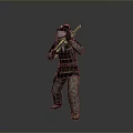 Game And Movie Character In Protective Suit With Helmet And Tactical Gun