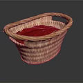 Decorative Wicker Storage Basket For Organizing Household Items With Red Lining