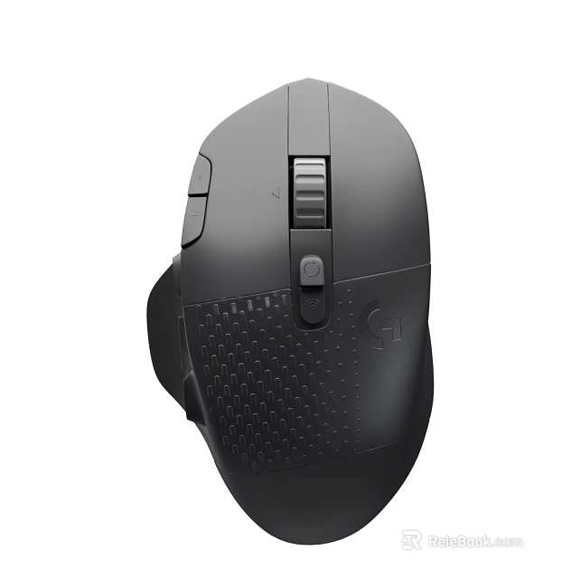 High Performance Black Gaming Computer Mouse with Ergonomic Side Buttons Scroll Wheel and Textured Surface 3d model 