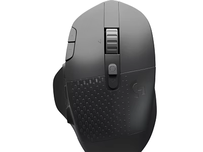 High Performance Black Gaming Computer Mouse with Ergonomic Side Buttons Scroll Wheel and Textured Surface 3d model