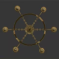 Elegant Golden Chandelier With Multiple Candle Shaped Arms And Ornate Base Design