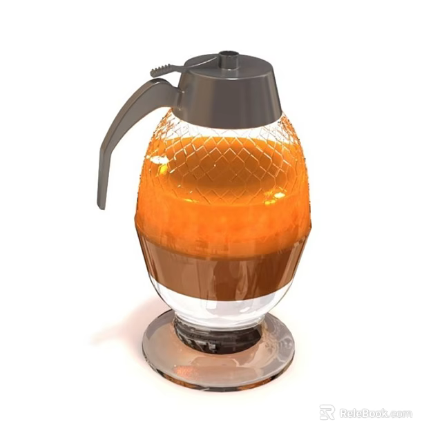 Modern Glass Kitchen Appliance With Orange Liquid Gray Lid And Black Handle 3d model 