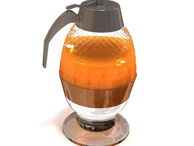 Modern Glass Kitchen Appliance With Orange Liquid Gray Lid And Black Handle 3d model