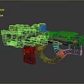 High Tech Futuristic Green Weapon With Orange Accents And Mechanical Details