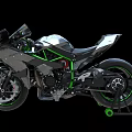 Modern Black And Green Sporty Motorcycle With Sleek Streamlined Design And Transparent Windscreen