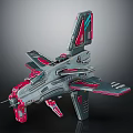 Futuristic Gray And Pink Spacecraft Model Showcasing Complex Wings And Structure 3d model