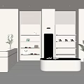 Modern Boutique Store With White Display Shelves Shoes Counter And Green Plants