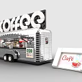 Building Blocks Coffee Cart With Large Coffee Sign Gray Body Wheels And Old Fashioned Signs