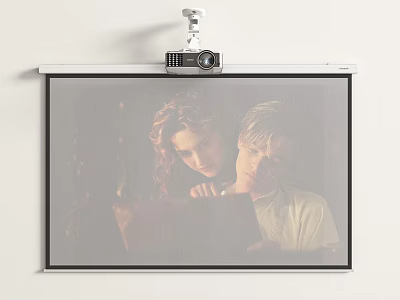 Modern Projector Surveillance Setup Displaying Monitoring Video With People On Projection Screen 3d model