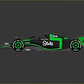 Green and Black Scuderia Race Car with Streamlined Body and Racing Tires
