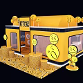 Vibrant Yellow KETONG Storefront With Circular Icons Columns And Patterned Floor