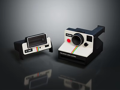 Vintage Retro Style Digital Cameras With Classic Design And Polaroid Features 3d model