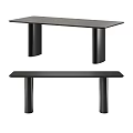 Modern Black Dining Table With Sleek Tabletop And Cylindrical Legs